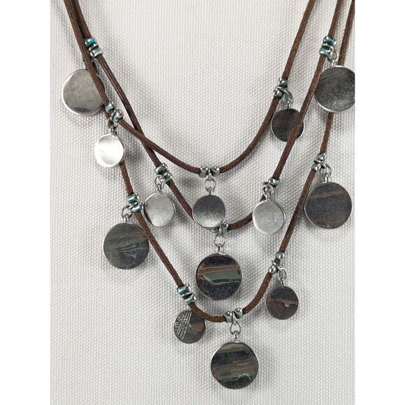 Chico's Multi Strand Disc's on Leather Necklace - Picture 10 of 11